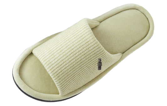 Roxoni Women’s Open Toe Indoor Slippers Soft Plush Slide House Shoes Cushioned Comfort Non Slip Sole Cozy Home Footwear