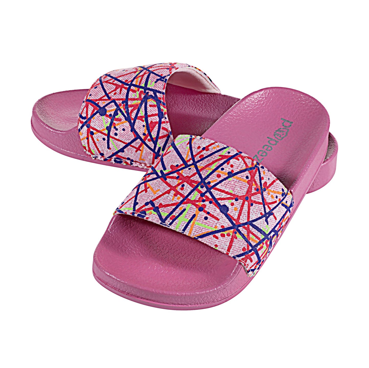 Pupeez Girl's Sandal Art Color With Abstract Print Strap