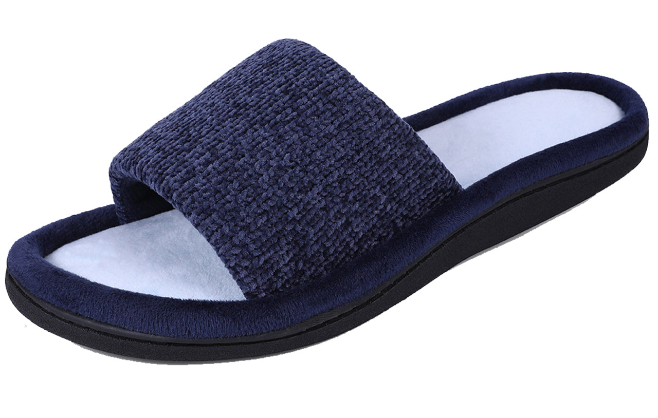 ROXONI Women's Soft Open Toe Slide Slippers, Indoor Outdoor Rubber Sole