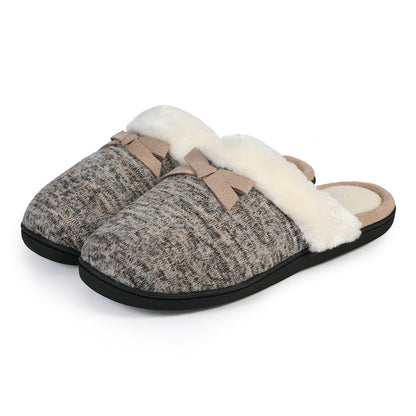 Roxoni Women’s Cozy Memory Foam Slippers, Fuzzy Warm Faux Fur, Anti-Skid Rubber Sole