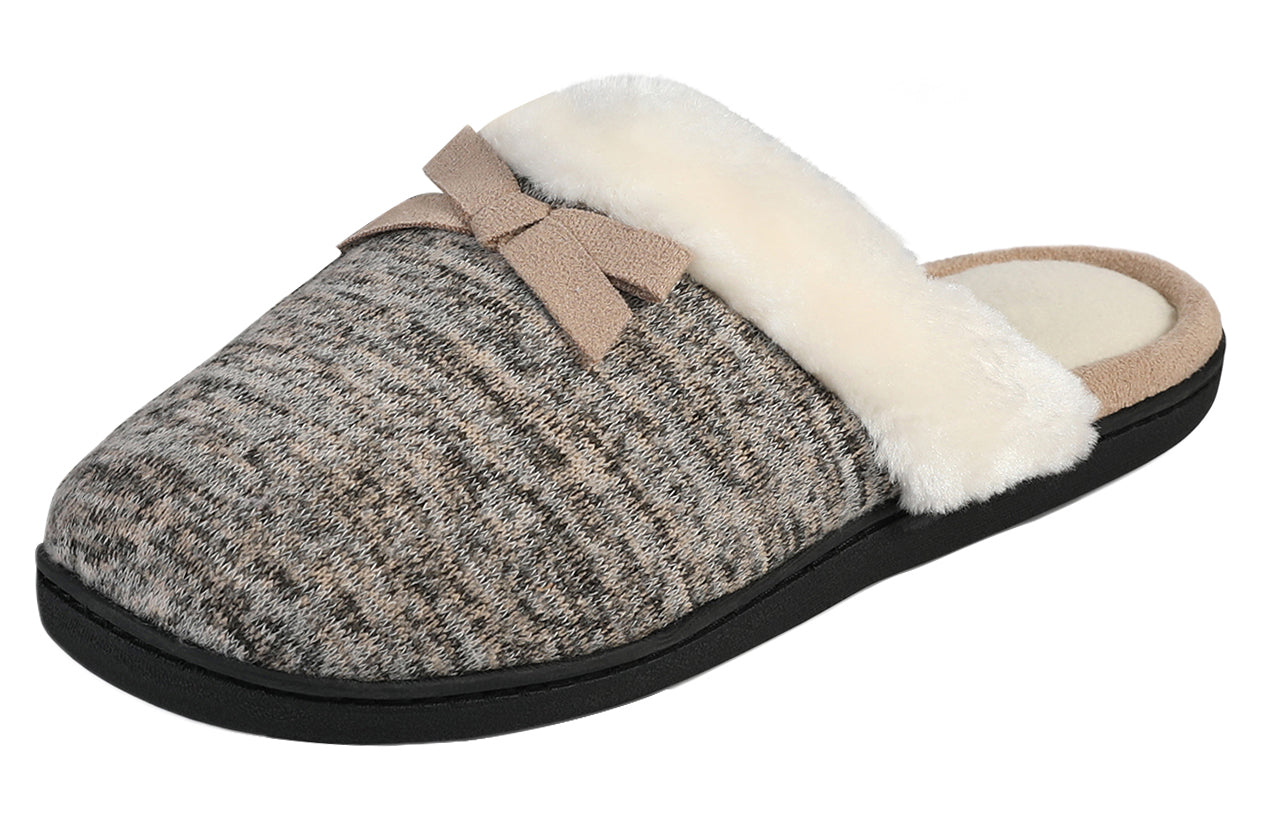 Roxoni Women’s Cozy Memory Foam Slippers, Fuzzy Warm Faux Fur, Anti-Skid Rubber Sole