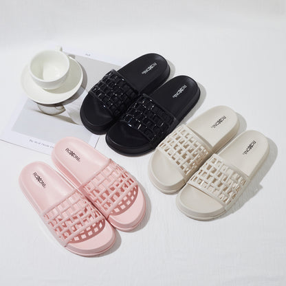 Roxoni Women’s Slide Sandals Lightweight Open Toe Comfort Slippers Woven Strap Casual Indoor Outdoor Summer Footwear