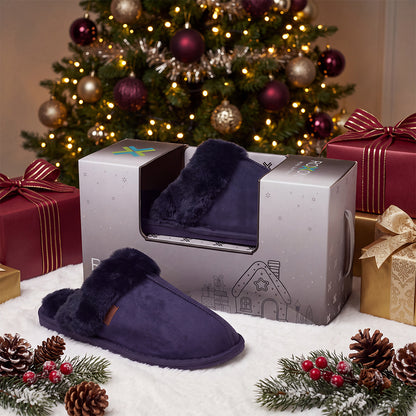 Roxoni Men's Faux Suede Clog Slippers with Gift Box, House Shoes