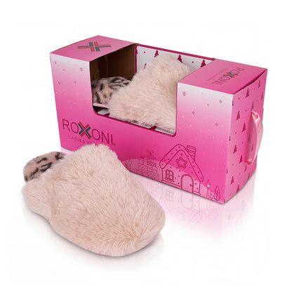 Roxoni Women's Fluffy Faux Fur Clog Slippers with Gift Box for Christmas & Holidays