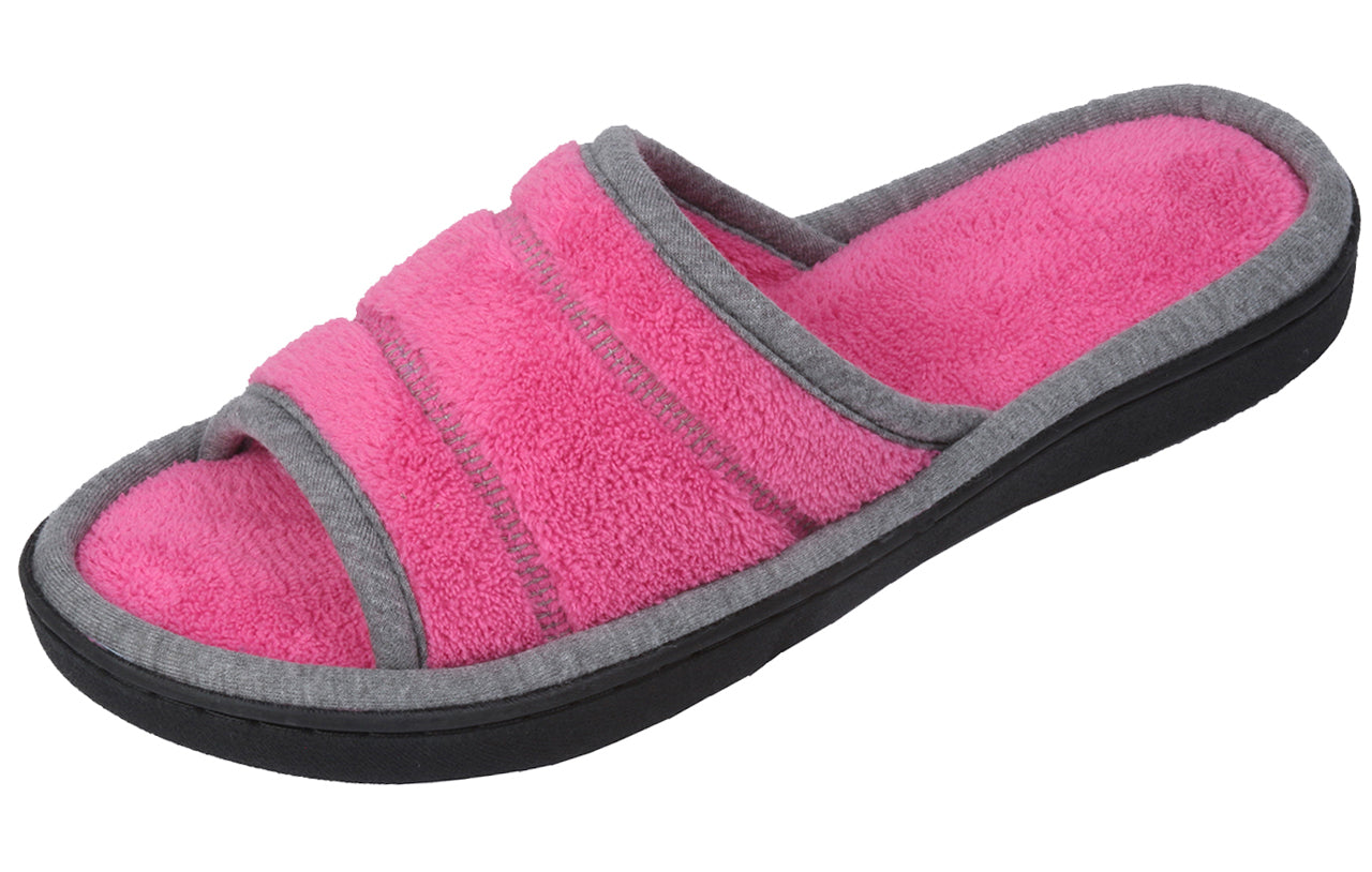 Roxoni Women's Open Toe Memory Foam Slippers with Contrast Design