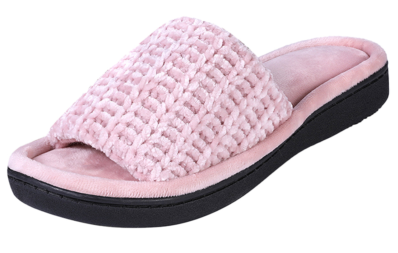 Women's Chenille Upper Open Toe Slippers