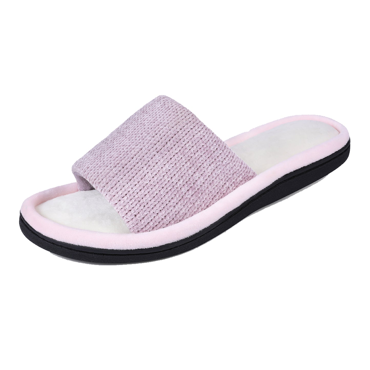 ROXONI Women's Soft Open Toe Slide Slippers, Indoor Outdoor Rubber Sole