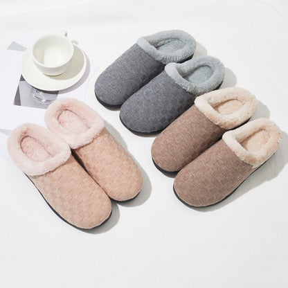 Roxoni Women’s Woven Knit Fleece Clog Slippers, Cozy Plush Faux Fur Lined Memory Foam House Shoes