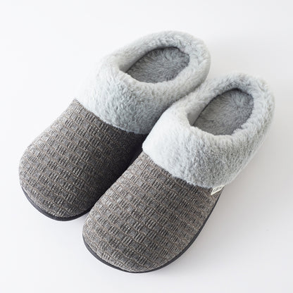 Roxoni Women’s Woven Knit Fleece Clog Slippers, Cozy Plush Faux Fur Lined Memory Foam House Shoes