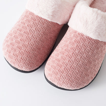 Roxoni Women’s Woven Knit Fleece Clog Slippers, Cozy Plush Faux Fur Lined Memory Foam House Shoes