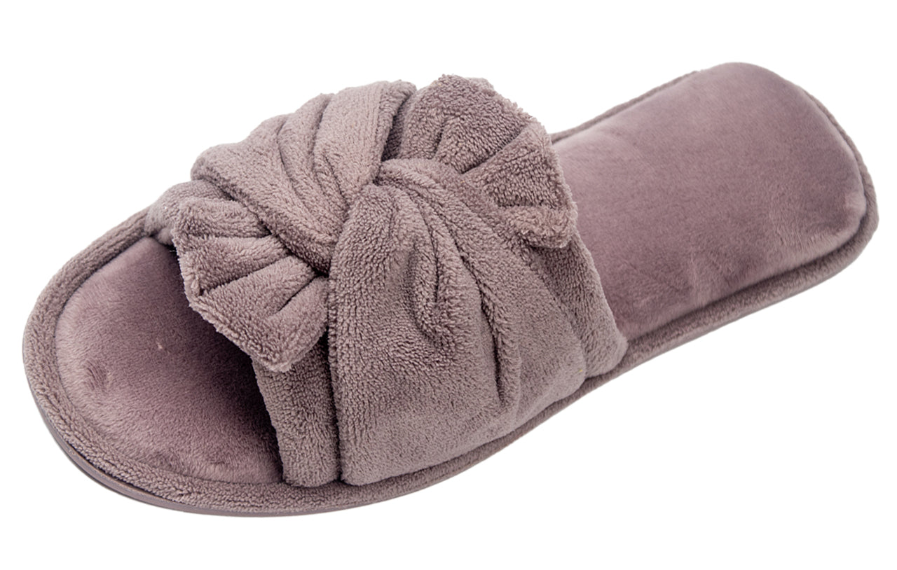 Roxoni Women's Indoor Twist Ribbon Plus Open Toe House Slippers