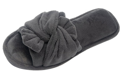 Roxoni Women's Indoor Twist Ribbon Plus Open Toe House Slippers