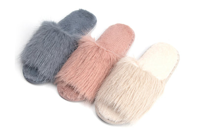 Cozy Chic Fuzzy Slippers for Women - Fizzy Hair Top with Faux Fur Body, Comfortable & Relaxing