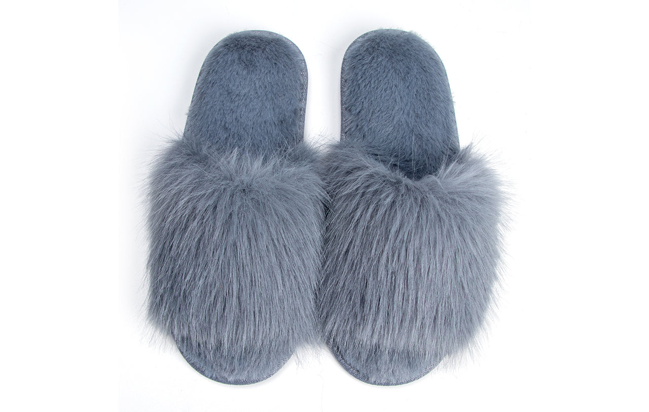 Cozy Chic Fuzzy Slippers for Women - Fizzy Hair Top with Faux Fur Body, Comfortable & Relaxing