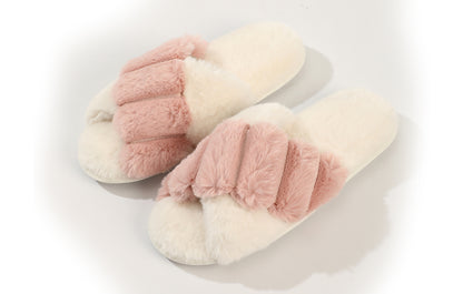 Inviting Faux Fur Slippers for Women - Unique Cotton Stuffing, Comfortable, Warm, Slip-On