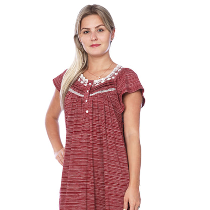 Women Isadora Jersey Long Nightgown Short Sleeves Elegant Loose Dress