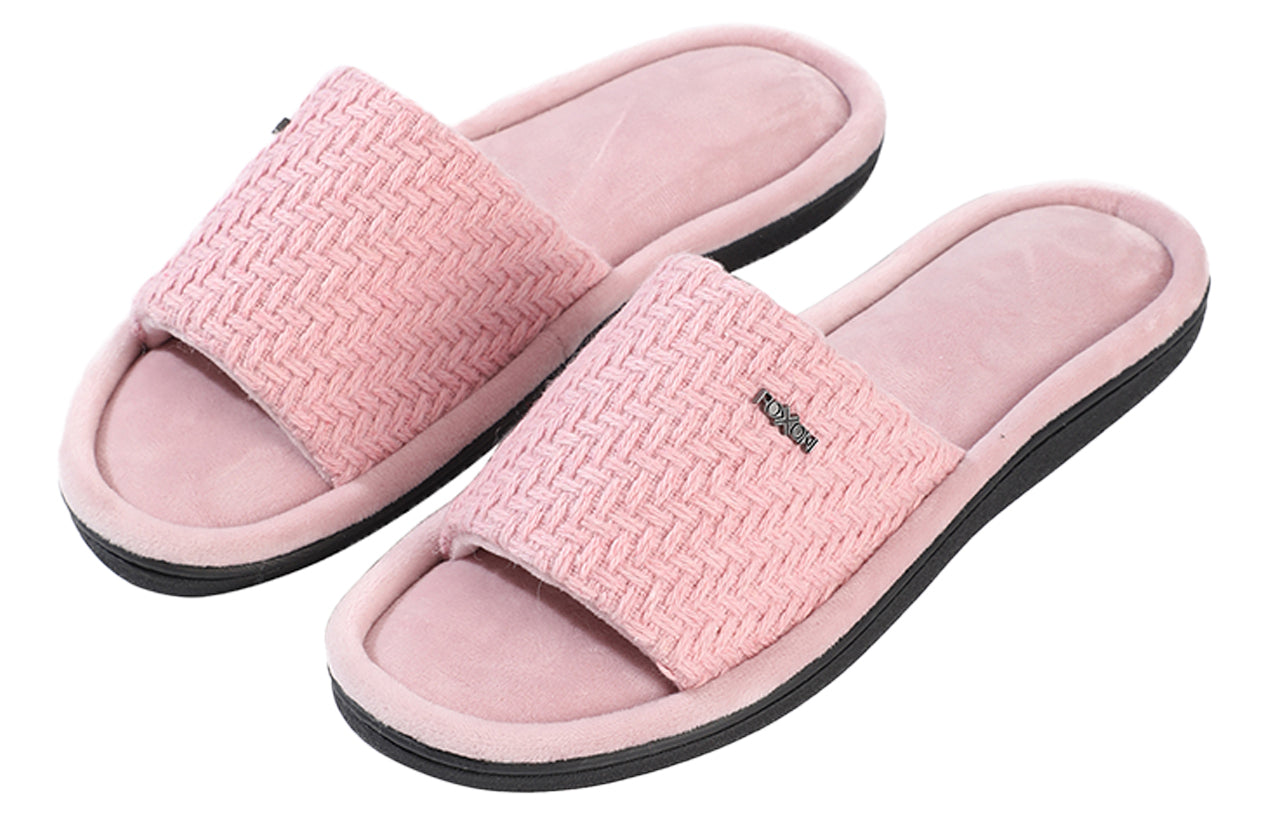 Roxoni Women's Indoor Outdoor Open Toe Rattan Fashion Slippers