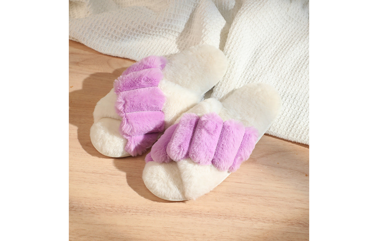 Inviting Faux Fur Slippers for Women - Unique Cotton Stuffing, Comfortable, Warm, Slip-On