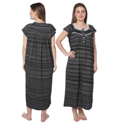 Women Isadora Jersey Long Nightgown Short Sleeves Elegant Loose Dress