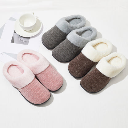 Roxoni Women’s Woven Knit Fleece Clog Slippers, Cozy Plush Faux Fur Lined Memory Foam House Shoes