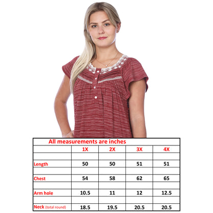 Women Isadora Jersey Long Nightgown Short Sleeves Elegant Loose Dress