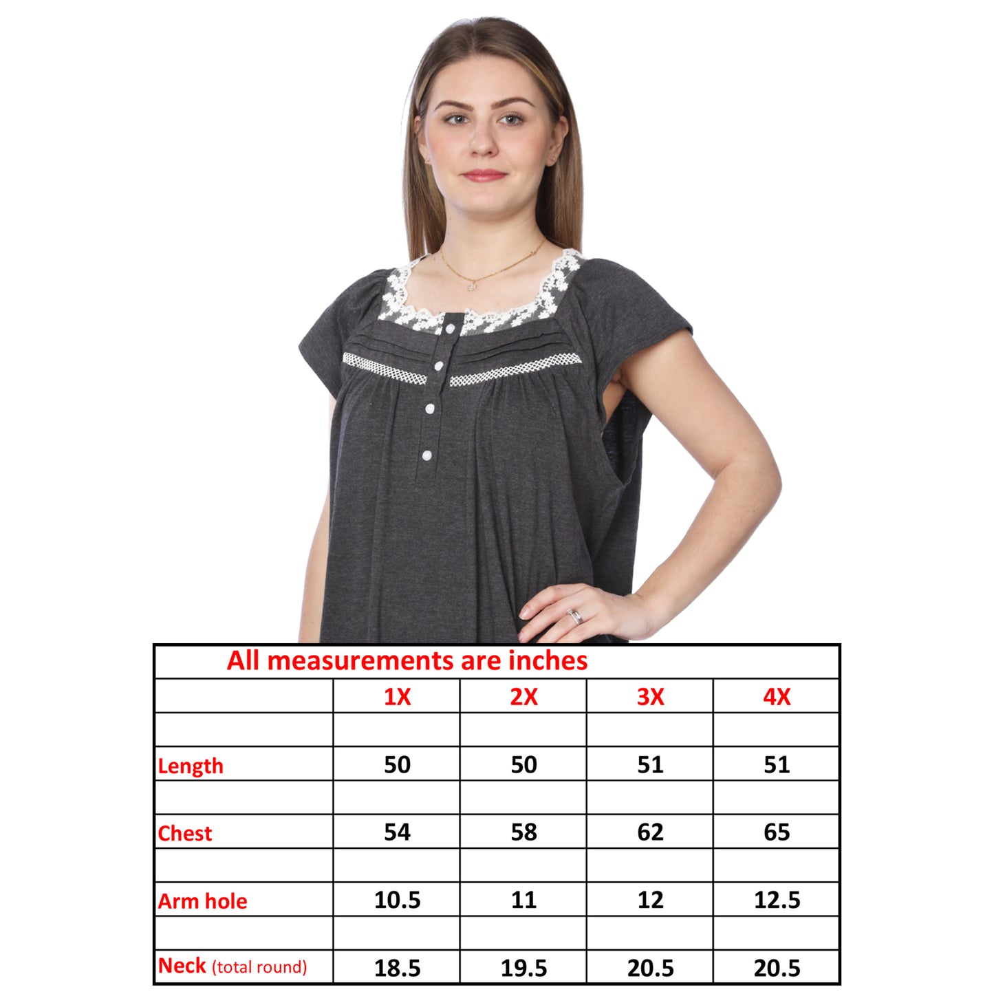 Women Isadora Jersey Long Nightgown Short Sleeves Elegant Loose Dress
