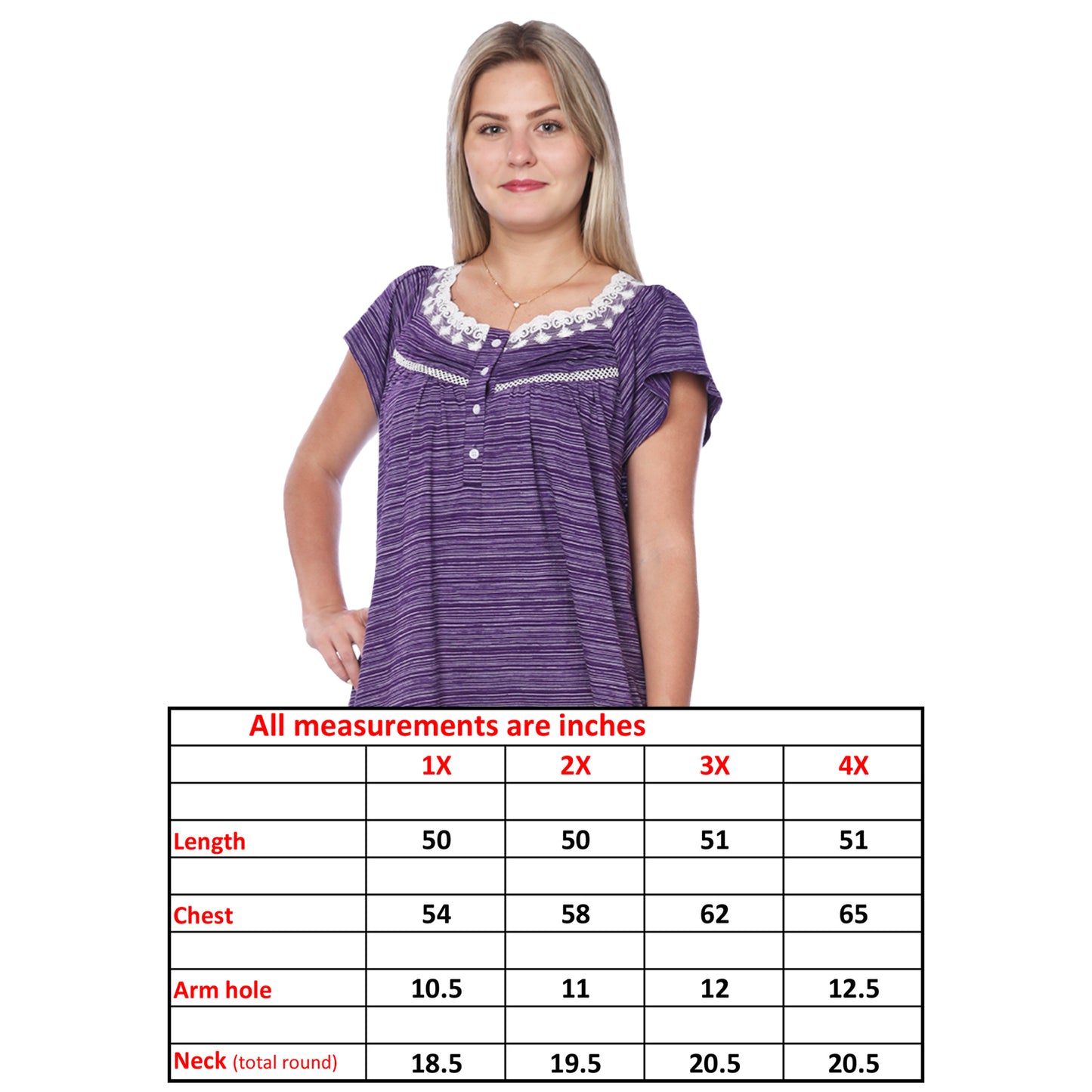 Women Isadora Jersey Long Nightgown Short Sleeves Elegant Loose Dress