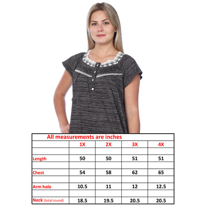 Women Isadora Jersey Long Nightgown Short Sleeves Elegant Loose Dress