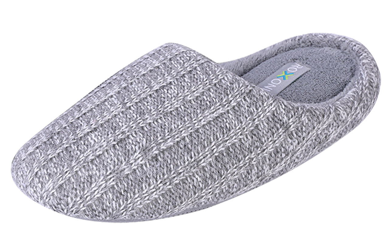 Roxoni Women’s Cozy Knit Memory Foam Slippers, Fleece Lined, Indoor Outdoor Rubber Sole