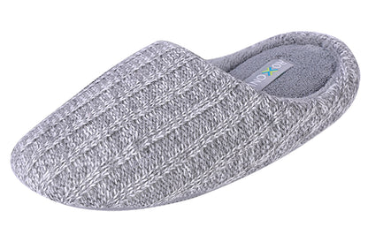 Roxoni Women’s Cozy Knit Memory Foam Slippers, Fleece Lined, Indoor Outdoor Rubber Sole