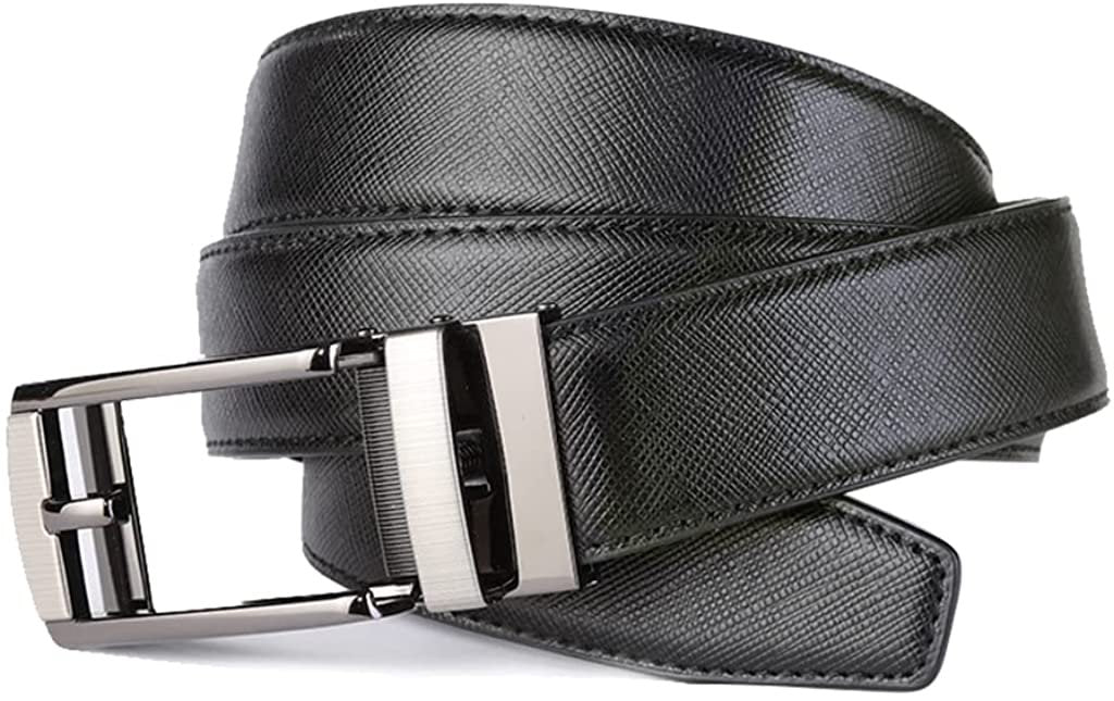 ROXONI Men's 2 Pack Ultra Soft Geniune Leather Ratchet Dress Belt with Automatic Buckle, Enclosed in an Elegant Gift Box