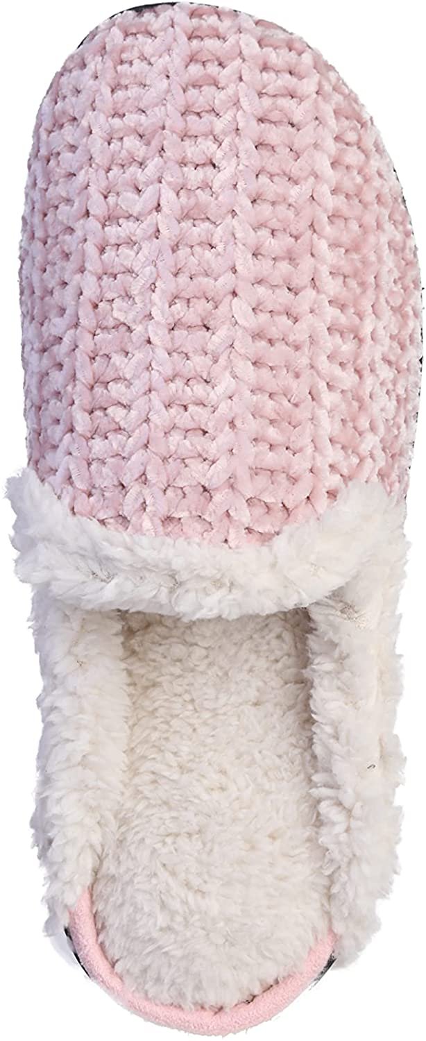 Roxoni Memory Foam Slippers for Women - Fuzzy Cozy Indoor/Outdoor Slides - Fluffy Slip On Shoes Womens House Slippers with Plush Heels and Anti-Skid Rubber Sole