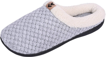 Roxoni Women's Slippers Cozy Fleece Warm Clog Knit Winter Ladies House Shoe Non-Slip