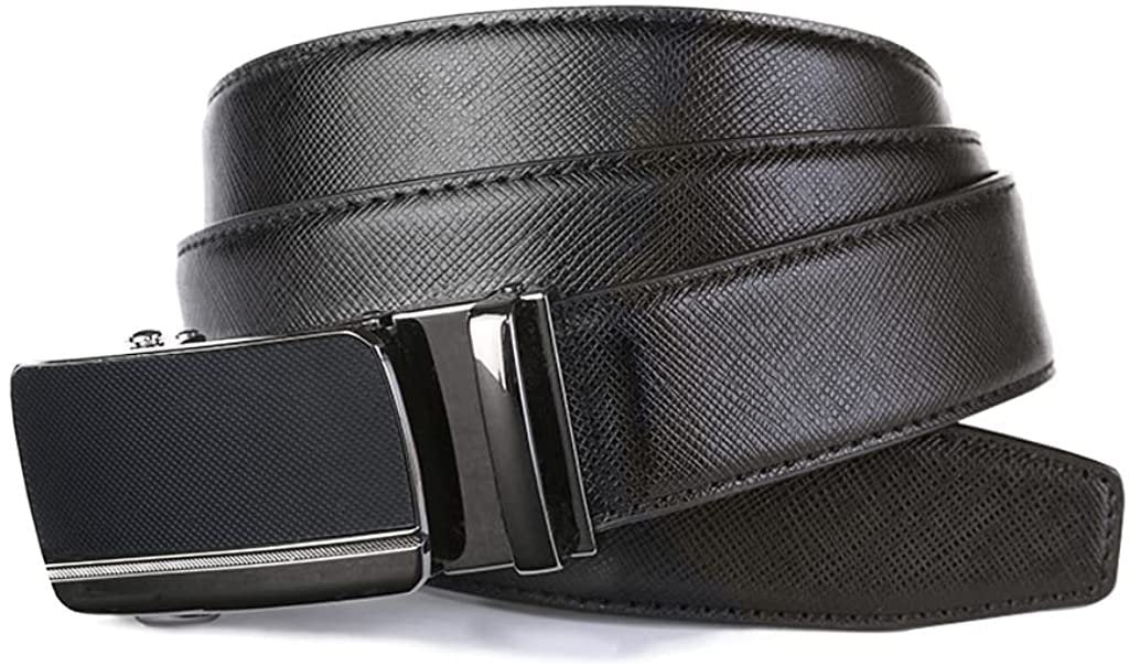 ROXONI Men's 2 Pack Ultra Soft Geniune Leather Ratchet Dress Belt with Automatic Buckle, Enclosed in an Elegant Gift Box