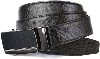 ROXONI Men's 2 Pack Ultra Soft Geniune Leather Ratchet Dress Belt with Automatic Buckle, Enclosed in an Elegant Gift Box
