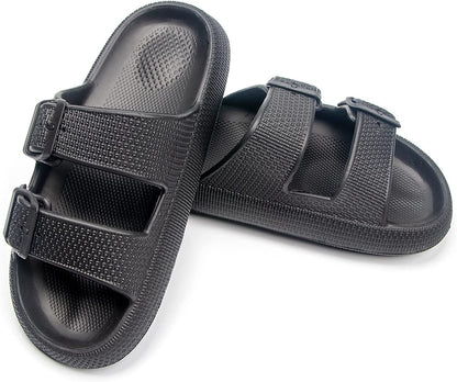 Womens Slip-on Sandals – Casual, Cute & Comfortable Slippers for Summer – Use Indoor or Outdoor adjustable buckle straps