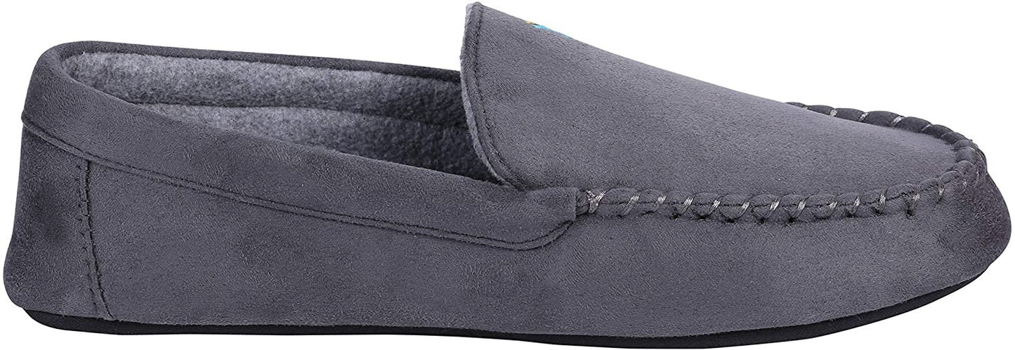 Roxoni Mens Slippers, Suede Moccasin Slipper with Memory Foam