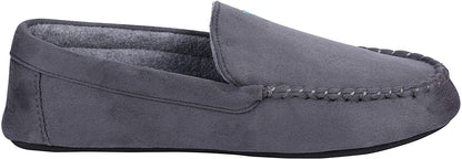 Roxoni Mens Slippers, Suede Moccasin Slipper with Memory Foam