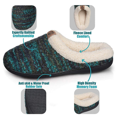 Roxoni Womens Knitted Fleece Lined Clog Slippers Warm House Shoe
