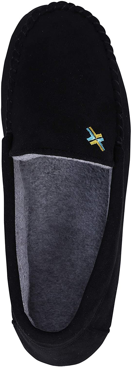 Roxoni Mens Slippers, Suede Moccasin Slipper with Memory Foam