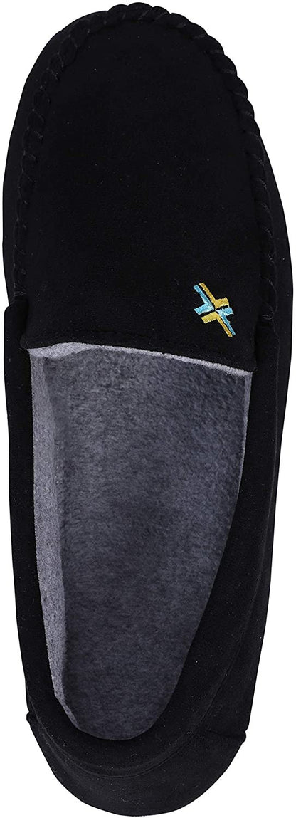 Roxoni Mens Slippers, Suede Moccasin Slipper with Memory Foam