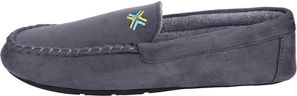 Roxoni Mens Slippers, Suede Moccasin Slipper with Memory Foam