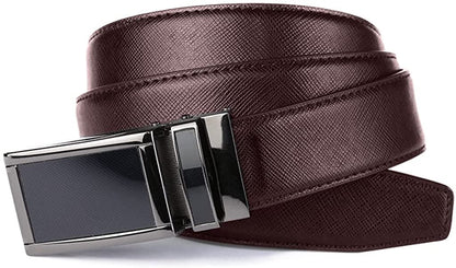 ROXONI Men's 2 Pack Ultra Soft Geniune Leather Ratchet Dress Belt with Automatic Buckle, Enclosed in an Elegant Gift Box