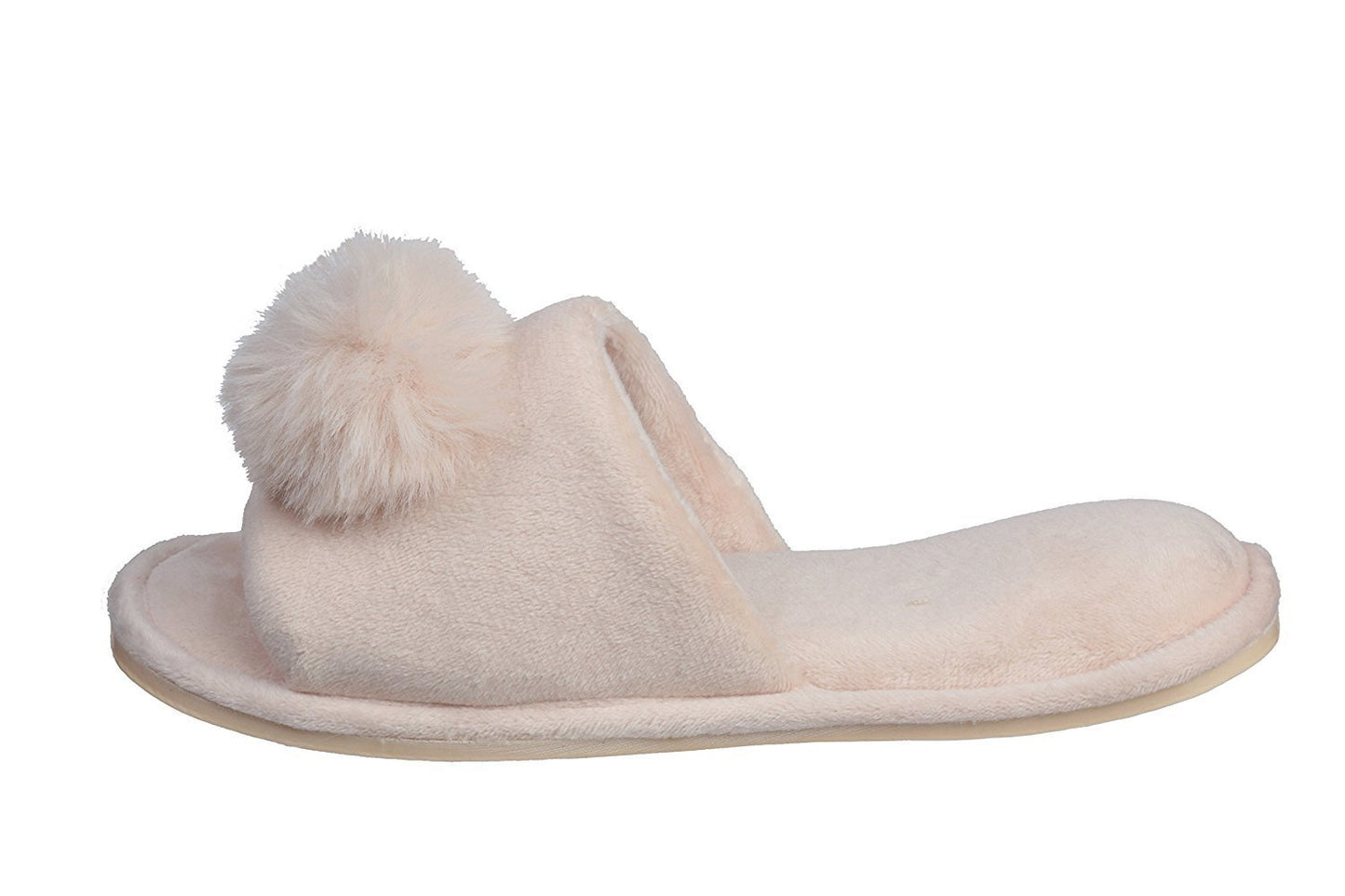 Pupeez Girl's Lovely Velvet Pom-pom Open Toe Kids House Slides Slipper