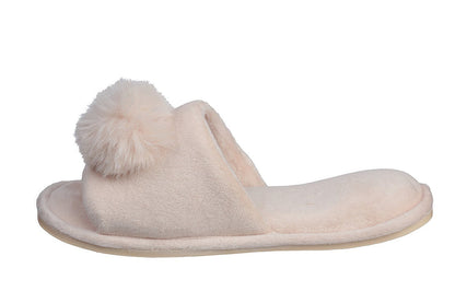 Pupeez Girl's Lovely Velvet Pom-pom Open Toe Kids House Slides Slipper