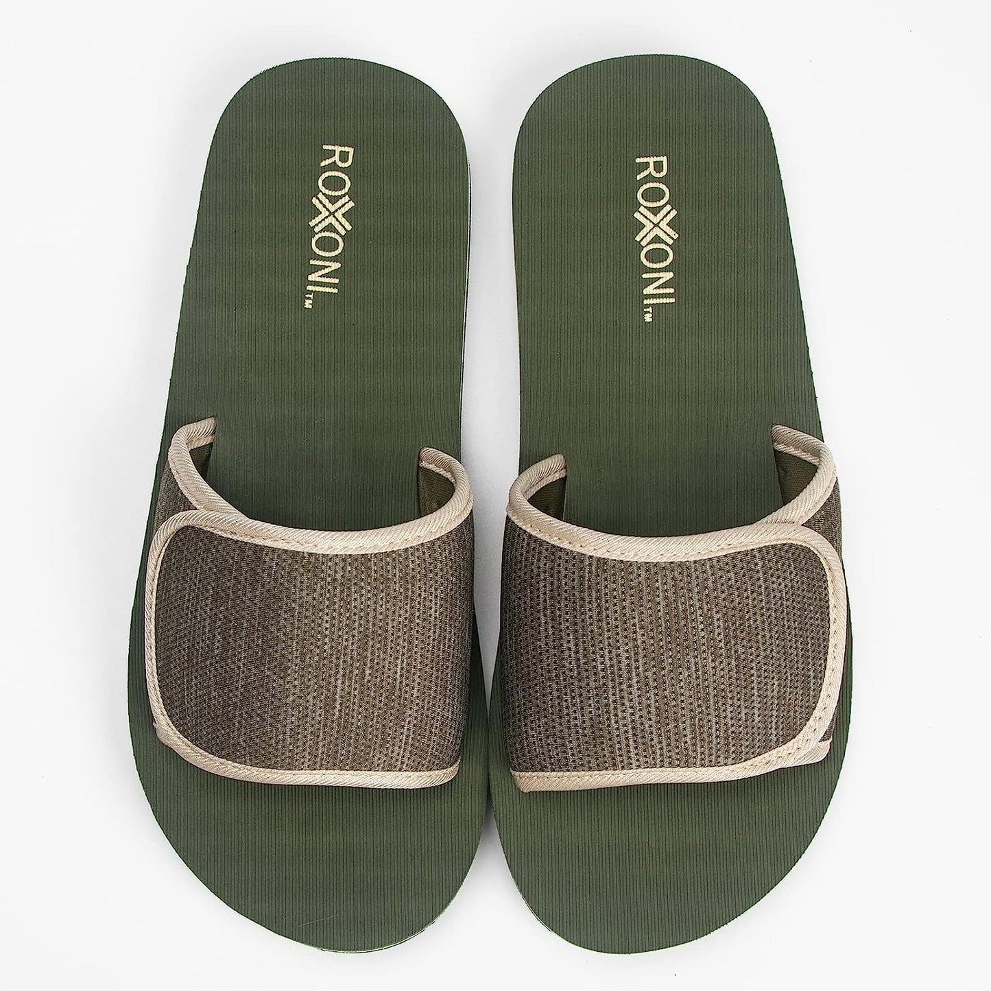 Roxoni Boys and Men’s Open Toe Slipper Sandals for Indoor/Outdoor Fashion Father and Son Matching Slippers in Blue, Olive Green and Black