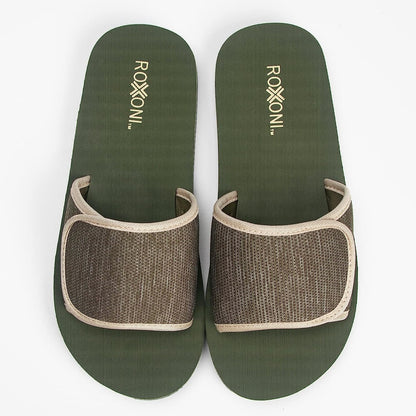 Roxoni Boys and Men’s Open Toe Slipper Sandals for Indoor/Outdoor Fashion Father and Son Matching Slippers in Blue, Olive Green and Black