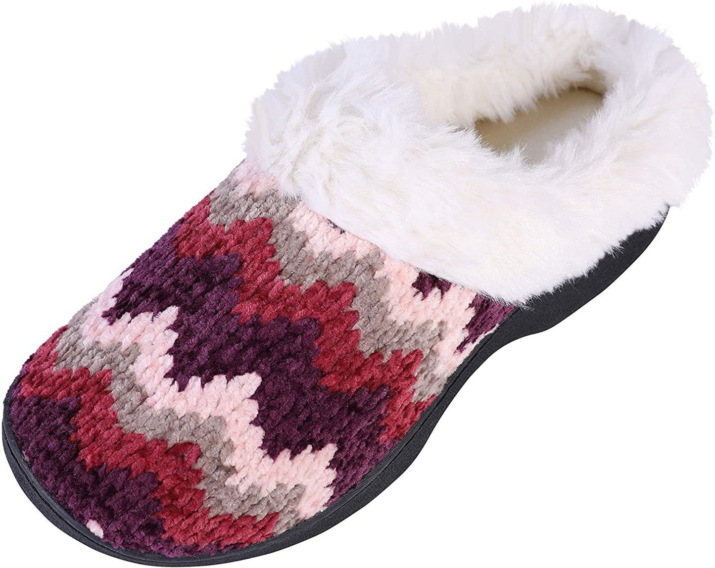 Roxoni Women's Slippers Suede Memory Foam Clog Slippers Fur Lined House Shoes