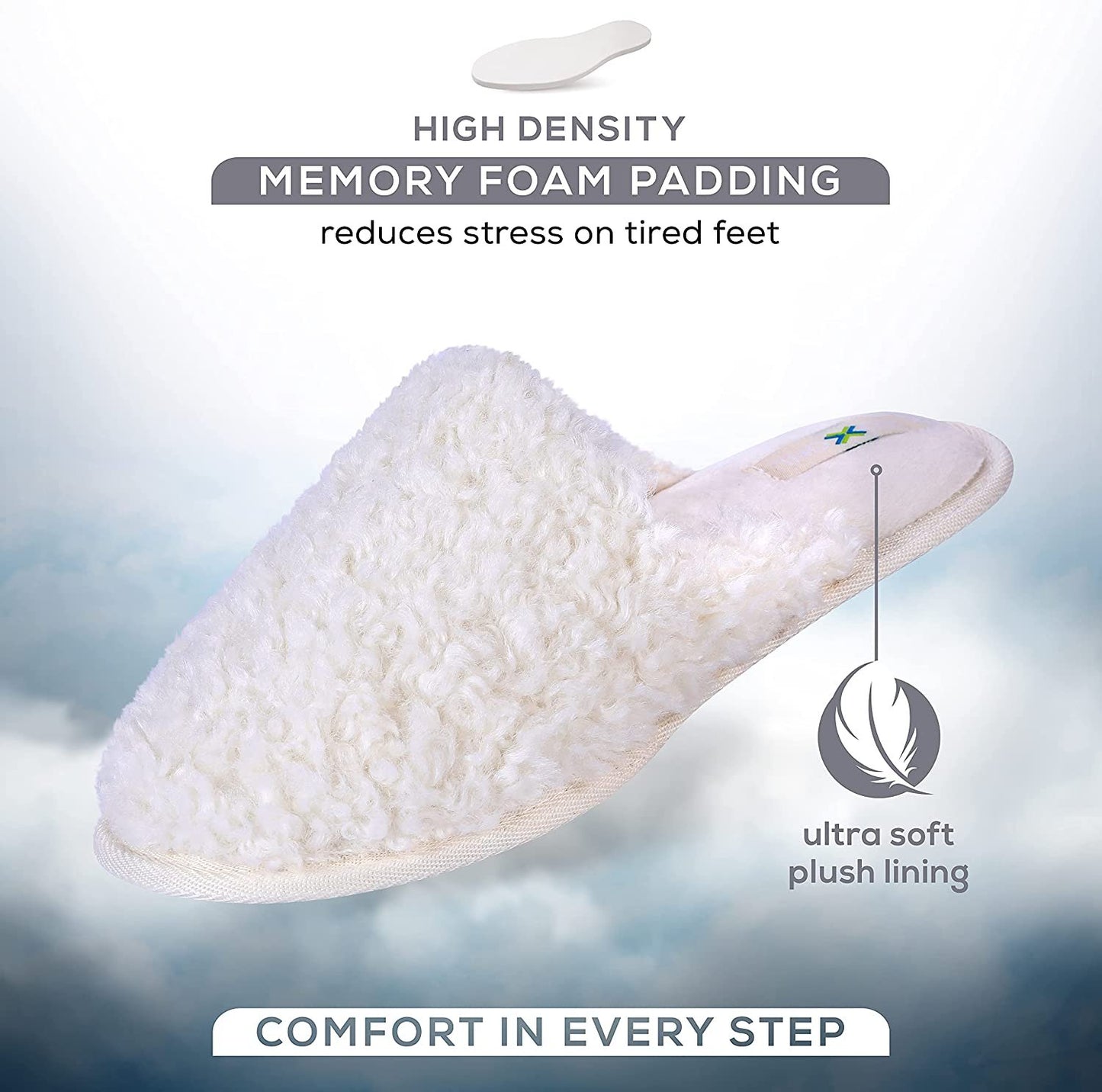 ROXONI Women Slipper Cozy Memory Foam, Indoor Outdoor Rubber Sole