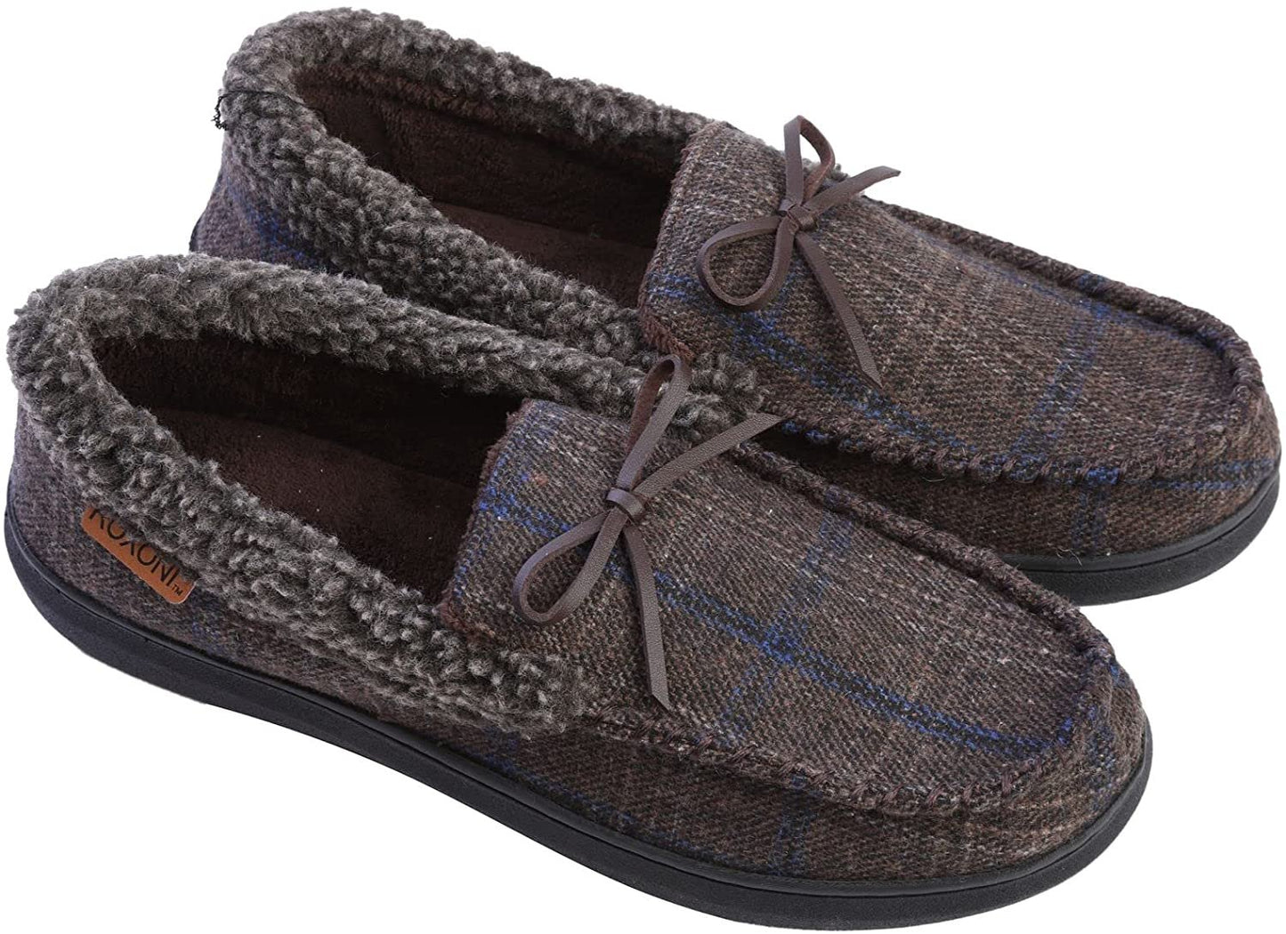 Men's Slippers Moccasin Plush Lined House Shoes Fuzzy Furry
